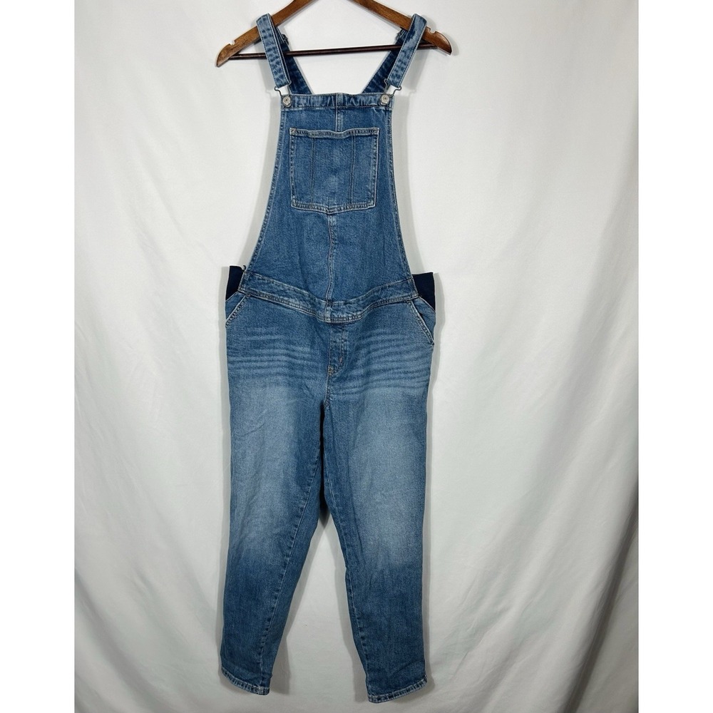 Old Navy Maternity Blue Denim Overalls Size 14 Bib Overall Pants Front Pocket